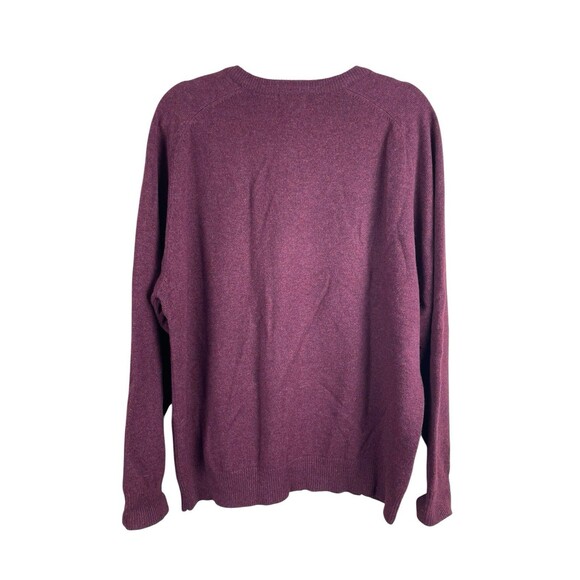 LL Bean Sweater Mens Large Burgandy 100% Lambs Wool V Neck Pullover Outdoor - Picture 2 of 11
